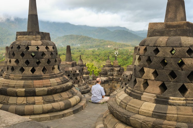Meditating at Borobudur
